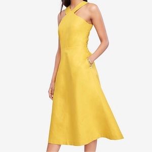 NWT - Ann Taylor Halter Linen Midi Dress - Yellow - Size 2